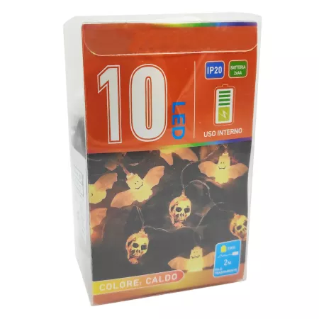 Guirnalda de calaveras y murciélagos con luces LED y Mando - Halloween Guirnalda de calaveras y murciélagos con luces LED y Mando - Halloween