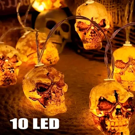Guirnalda de calaveras con 10 luces LED y Mando Regulador - Halloween Guirnalda de calaveras con 10 luces LED y Mando Regulador - Halloween
