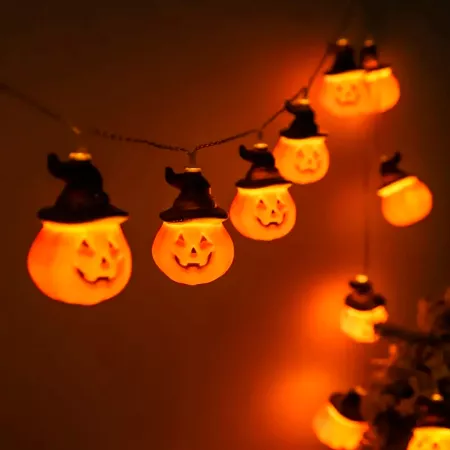 Guirnalda de calabazas con 10 luces LED y Mando Regulador - Halloween