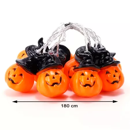 Guirnalda de calabazas con 10 luces LED y Mando Regulador - Halloween Guirnalda de calabazas con 10 luces LED y Mando Regulador - Halloween