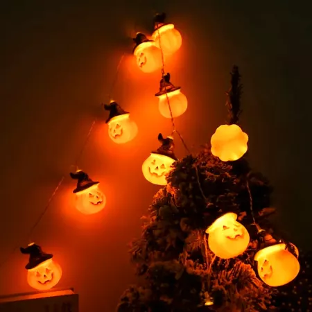 Guirnalda de calabazas con 10 luces LED y Mando Regulador - Halloween Guirnalda de calabazas con 10 luces LED y Mando Regulador - Halloween