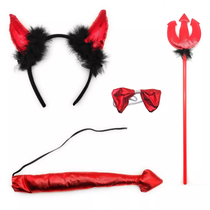 Set Demonio y Diablesa Rojo Adulto - Halloween y Carnaval Set Demonio y Diablesa Rojo Adulto - Halloween y Carnaval
