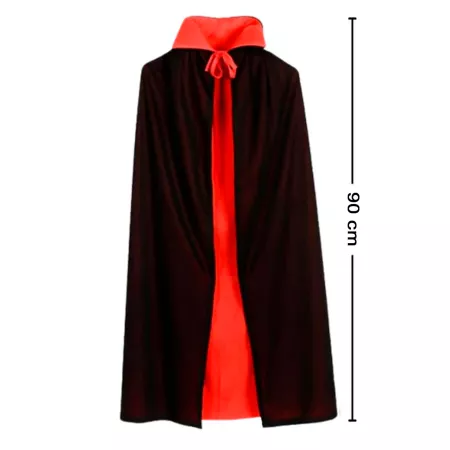Capa Reversible de Vampiro Negro-Rojo 90 cm | Ideal Halloween & Carnaval Capa Reversible de Vampiro Negro-Rojo 90 cm | Ideal Halloween & Carnaval