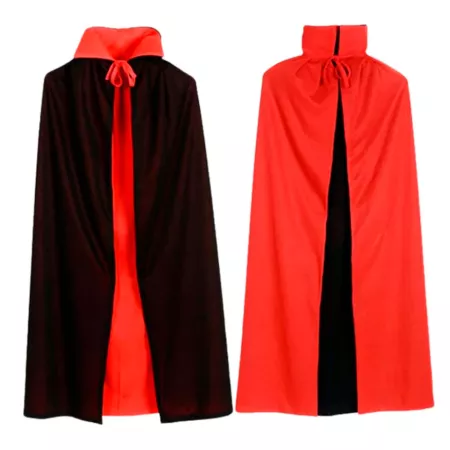 Capa Reversible de Vampiro Negro-Rojo 90 cm | Ideal Halloween & Carnaval