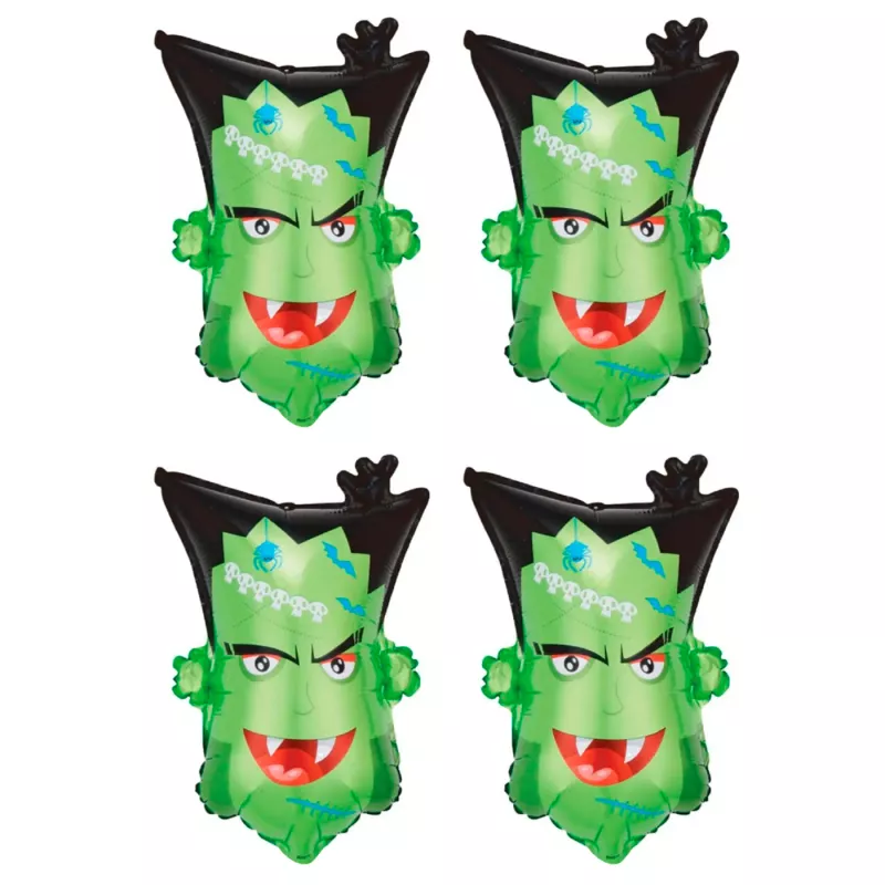 Pack 4 Globos Cabeza de Frankenstein 67 x 49 cm Hinchables Halloween Eco Pack 4 Globos Cabeza de Frankenstein 67 x 49 cm Hinchables Halloween Eco