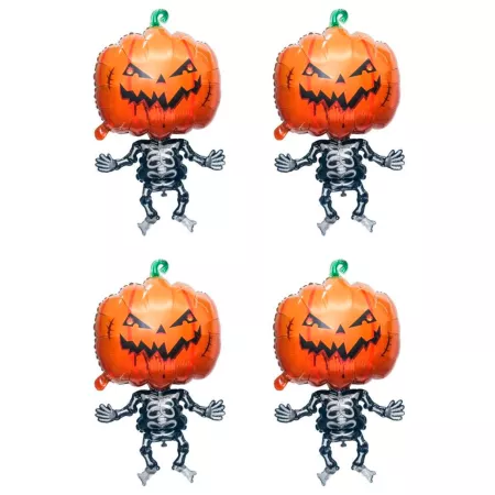 Pack 4 Globos Calabaza Esqueleto 93,8 x 54 cm Hinchables Halloween Eco