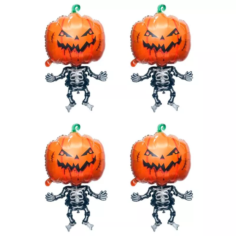 Pack 4 Globos Calabaza Esqueleto 93,8 x 54 cm Hinchables Halloween Eco Pack 4 Globos Calabaza Esqueleto 93,8 x 54 cm Hinchables Halloween Eco