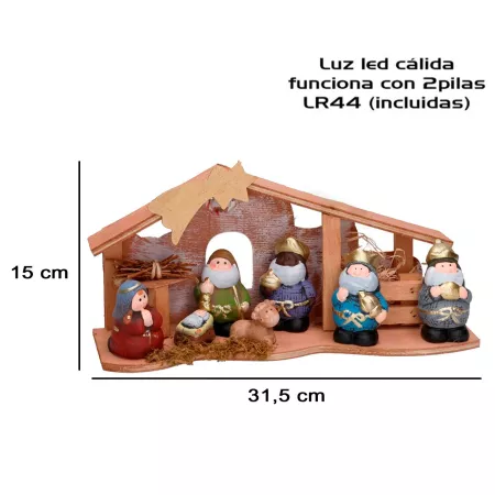 Portal de Navidad Naïf con 7 Figuras 15 x 31,5 x 9,6 cm Portal de Navidad Naïf con 7 Figuras 15 x 31,5 x 9,6 cm