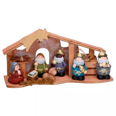 Portal de Navidad Naïf con 7 Figuras 15 x 31,5 x 9,6 cm