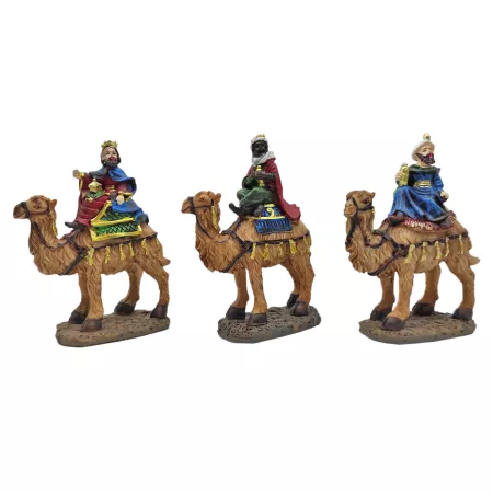 Set 3 Figuras Reyes Magos a Camello Belén Navideño Tradicional