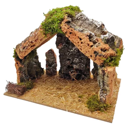 Cueva de Madera y Corcho para Belén, Pintada a Mano, 30 x 20 x 23 cm Cueva de Madera y Corcho para Belén, Pintada a Mano, 30 x 20 x 23 cm