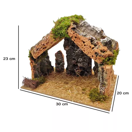 Cueva de Madera y Corcho para Belén, Pintada a Mano, 30 x 20 x 23 cm Cueva de Madera y Corcho para Belén, Pintada a Mano, 30 x 20 x 23 cm