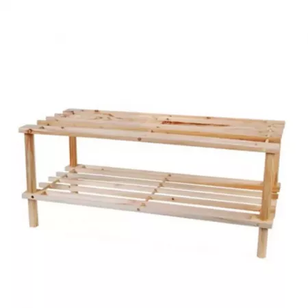 Zapatero compacto 2 estantes 6 pares madera natural Zapatero compacto 2 estantes 6 pares madera natural