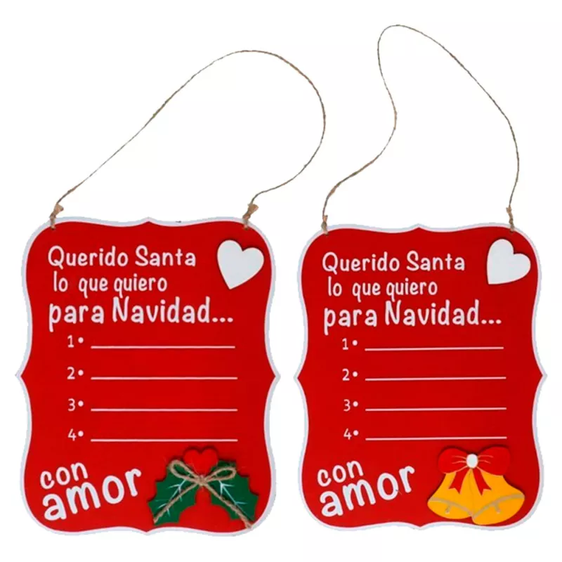 Pack 2 pizarras colgantes para deseos navideños 20 x 16,5 cm Decoración Colorida Pack 2 pizarras colgantes para deseos navideños 20 x 16,5 cm Decoración Colorida