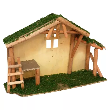 Cueva de Madera y Musgo para Belén, Pintada a Mano, 45 x 13,5 x 30 cm