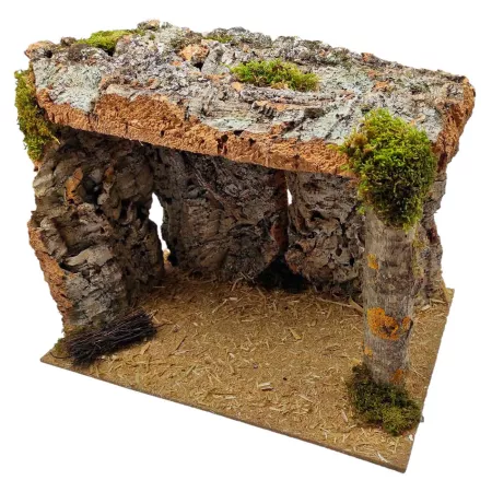 Cueva de Madera y Corcho para Belén, Pintada a Mano, 38 x 24 x 28 cm, Modelo Aleatorio