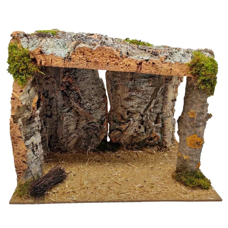 Cueva de Madera y Corcho para Belén, Pintada a Mano, 38 x 24 x 28 cm, Modelo Aleatorio