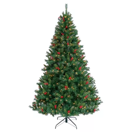 Árbol de Navidad artificial 180 cm verde decorado con 300 luces LED