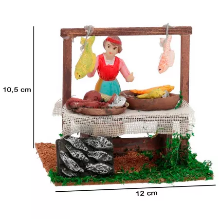 Figura de puesto de pescadera para Belén 12 x 10,5 cm - Adorno Navideño