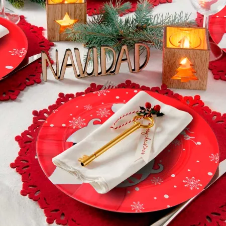 Pack 2 Bajoplatos Papá Noel Navidad Ø33 cm - Mesa Festiva