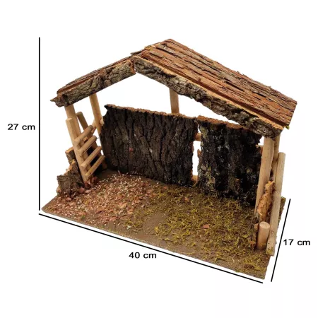Cueva de Madera y Corcho para Belén, Pintada a Mano, 40 x 17 x 27 cm