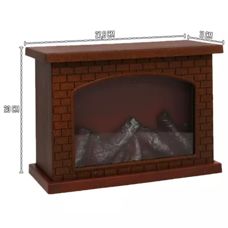 Chimenea de Leña LED con Diseño de Ladrillos Decoración Navideña 27,8 x 20 x 11,8 cm