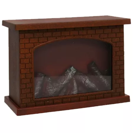 Chimenea de Leña LED con Diseño de Ladrillos Decoración Navideña 27,8 x 20 x 11,8 cm