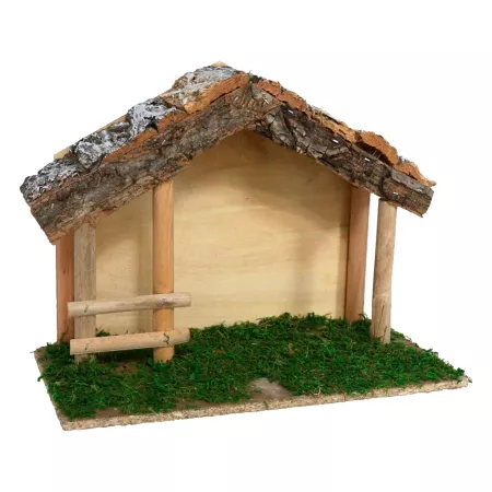 Cueva de Madera y Corcho para Belén, Pintada a Mano, 30 x 15 x 23 cm