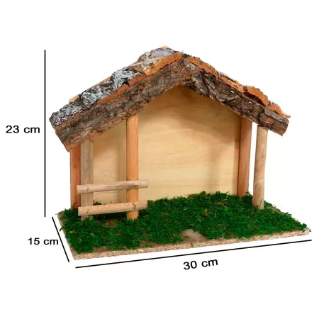 Cueva de Madera y Corcho para Belén, Pintada a Mano, 30 x 15 x 23 cm
