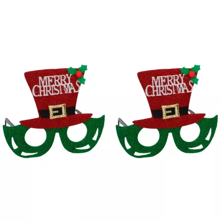Pack 2 Gafas Navideñas con diseño de sombrero Merry Christmas para Fiestas
