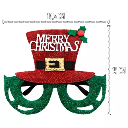 Pack 2 Gafas Navideñas con diseño de sombrero Merry Christmas para Fiestas