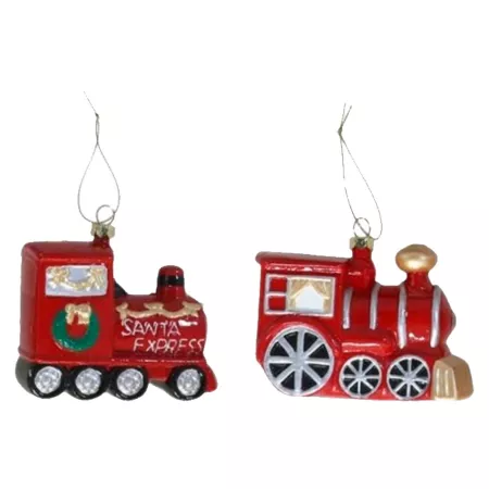 Pack de 2 trenes navideños colgantes para Decoración Navidad 10 cm