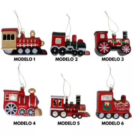 Pack de 2 trenes navideños colgantes para Decoración Navidad 10 cm