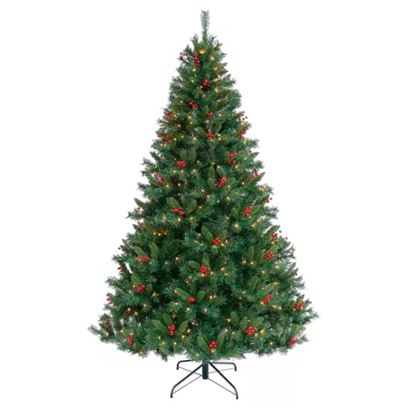 Árbol de Navidad artificial 210 cm verde decorado con 400 luces LED