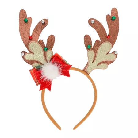 Pack de 2 Diademas de reno Lius con cascabeles y purpurina para Fiestas de Navidad
