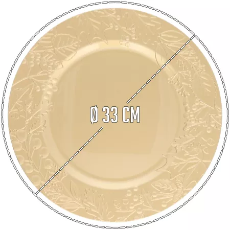 Pack 2 Bajoplatos Dorados Diseño Muérdago Navidad Ø33 cm - Mesa Festiva