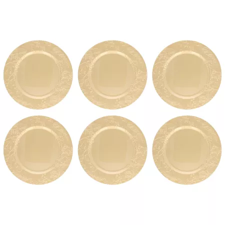 Pack 2 Bajoplatos Dorados Diseño Muérdago Navidad Ø33 cm - Mesa Festiva