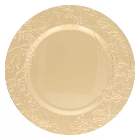 Pack 2 Bajoplatos Dorados Diseño Muérdago Navidad Ø33 cm - Mesa Festiva