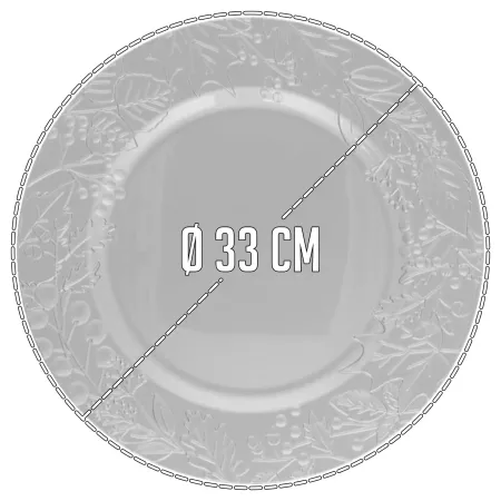 Pack 2 Bajoplatos Plateados Diseño Muérdago Navidad Ø33 cm - Mesa Festiva