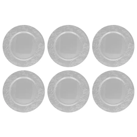 Pack 2 Bajoplatos Plateados Diseño Muérdago Navidad Ø33 cm - Mesa Festiva