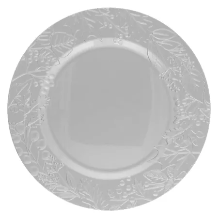 Pack 2 Bajoplatos Plateados Diseño Muérdago Navidad Ø33 cm - Mesa Festiva