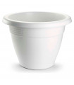 Tradineur - Maceta Redonda "Terracota" - Fabricado en Plástico - Macetero apto para Exterior e Interior del hogar - 30 cm - Color Blanco