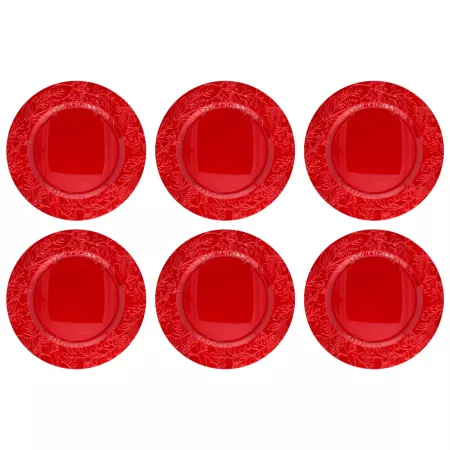 Pack 2 Bajoplatos Rojos Diseño Muérdago Navidad Ø33 cm - Mesa Festiva