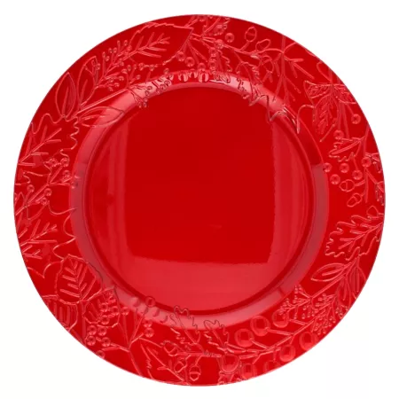Pack 2 Bajoplatos Rojos Diseño Muérdago Navidad Ø33 cm - Mesa Festiva