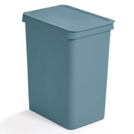 Cubo de basura 28L plástico resistente con tapa en color azul atlántico