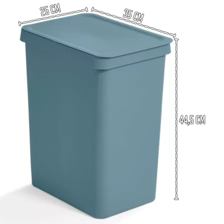 Cubo de basura 28L plástico resistente con tapa en color azul atlántico
