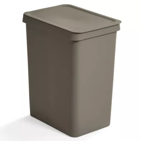 Cubo de basura 28L plástico resistente con tapa en color gris basalto