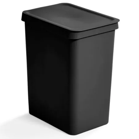 Cubo de basura 28L plástico resistente con tapa en color negro