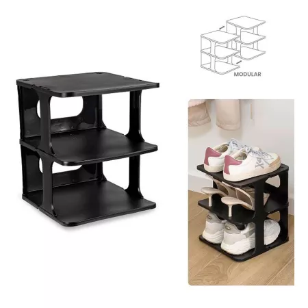 Zapatero apilable 3 Estantes 6 Pares Plástico Resistente