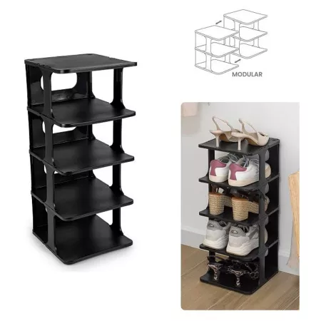 Zapatero apilable 5 Estantes 10 Pares Plástico Resistente